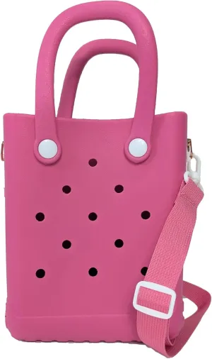 Reva Silicone Mini Bucket Tote Crossbody Bag Perforated Tote Versatile Mini Beach & Everyday Bag
