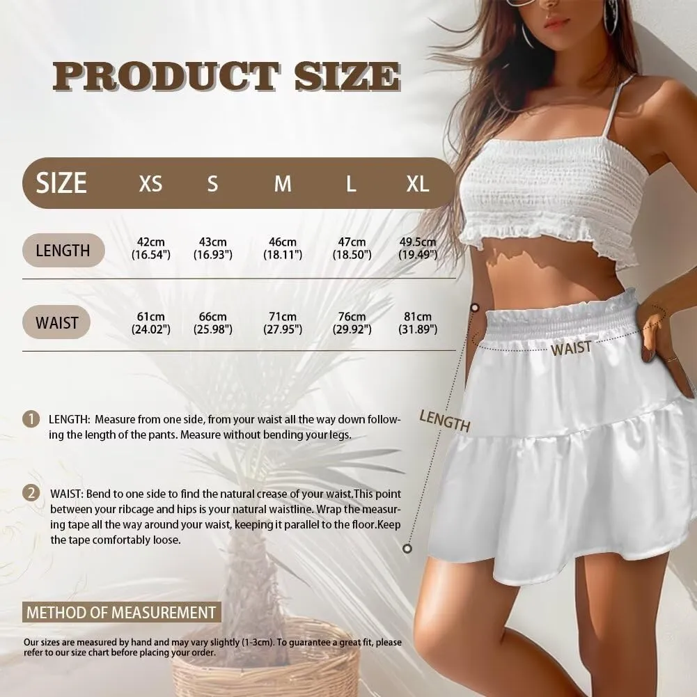 Ruched Skirt for Women Empire Waist Slim Mini Skater Skirt Causal Breathable Soft Short Skirt Basic Summer Outfits
