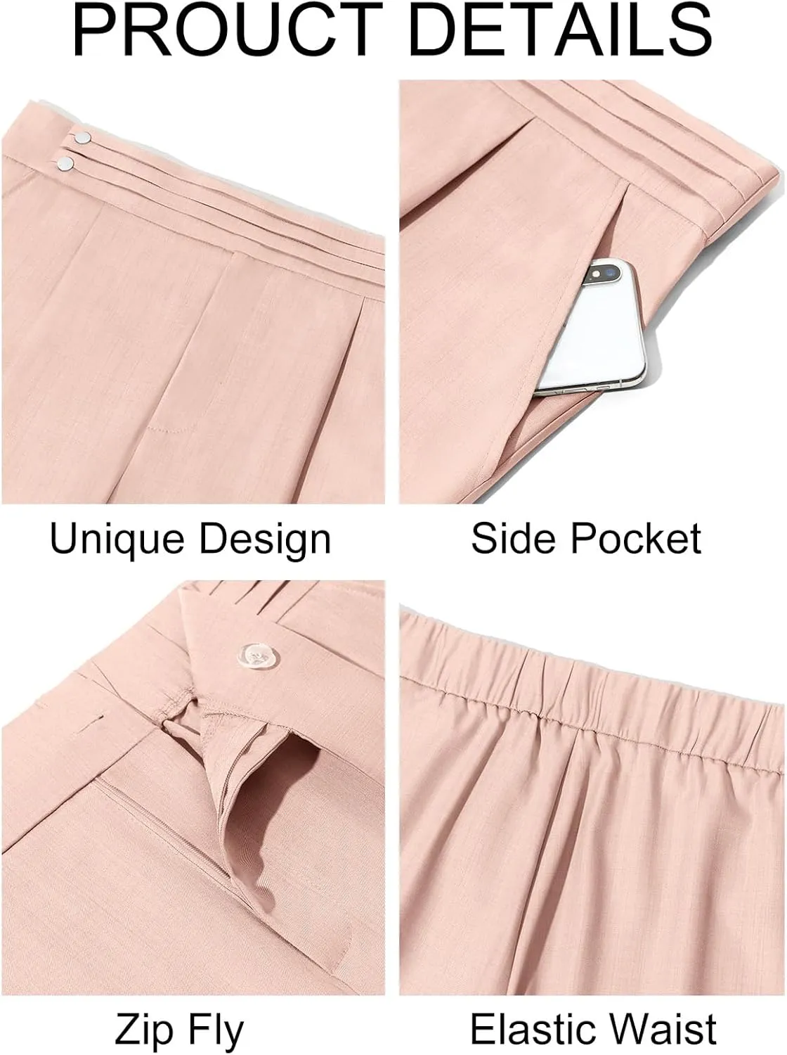 Runcati Mens Dress Pants Pleated Elastic Waist Chinos Trousers Work Suit Pants Slim Fit Slacks