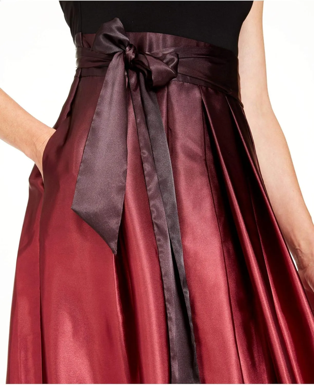 S.L. Fashions Women's Long Satin Mother of The Bride Dress with Pockets, Formal Party Gown (Petite and Regular Sizes)
