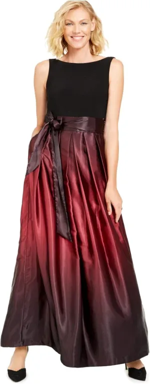 S.L. Fashions Women's Long Satin Mother of The Bride Dress with Pockets, Formal Party Gown (Petite and Regular Sizes)