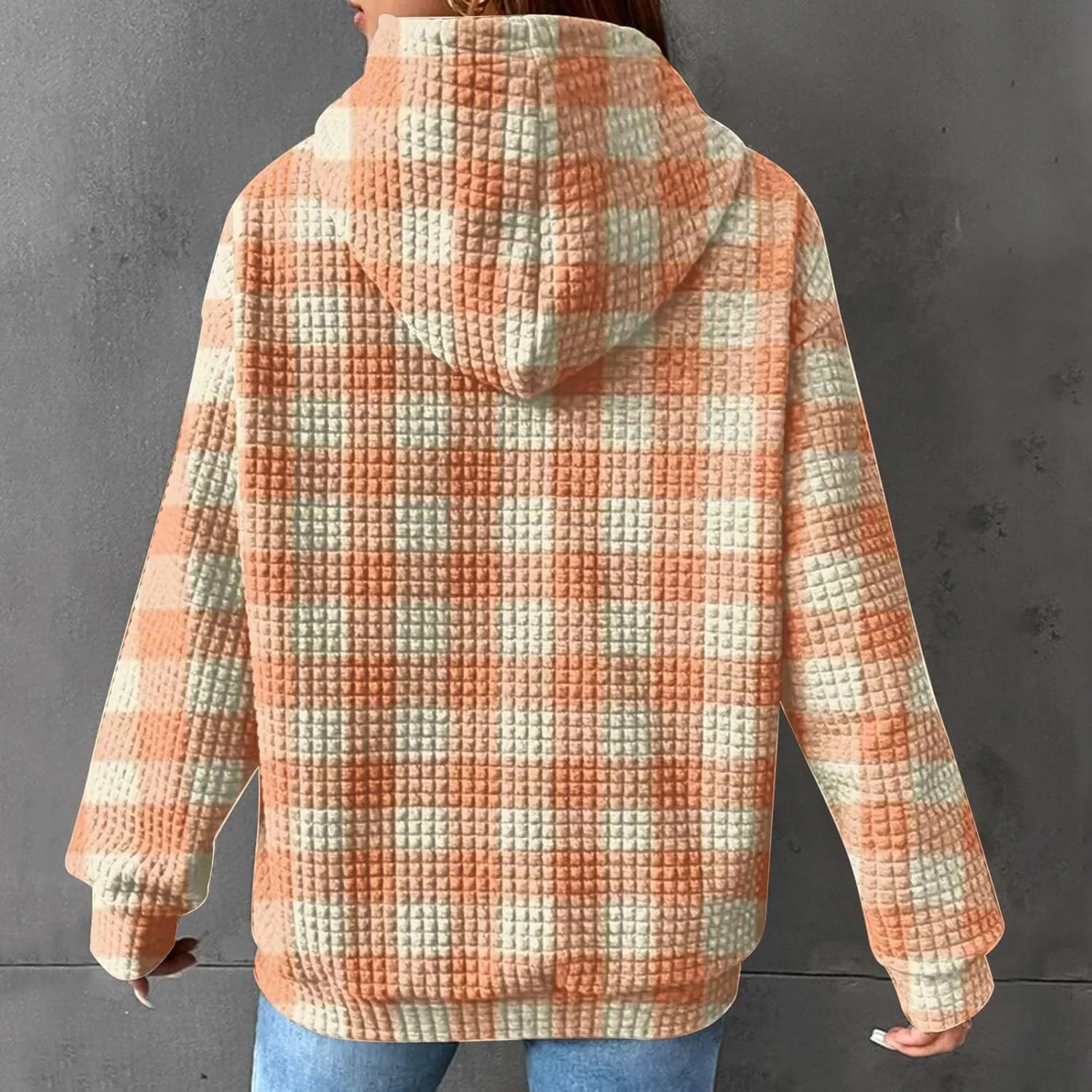 Soft Sweatshirts For Women Graphic Waffle Oversized Hoodies Casual Cute Drawstring Pullover Top Trendy Preppy Clothes