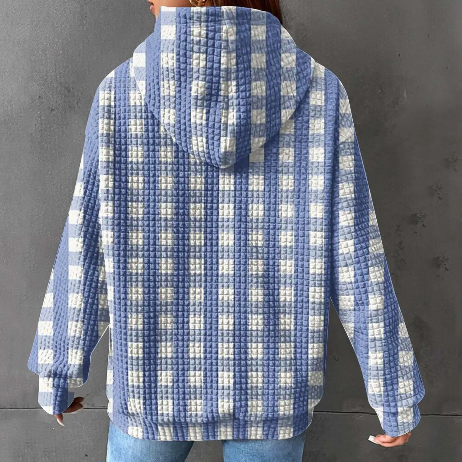 Soft Sweatshirts For Women Graphic Waffle Oversized Hoodies Casual Cute Drawstring Pullover Top Trendy Preppy Clothes