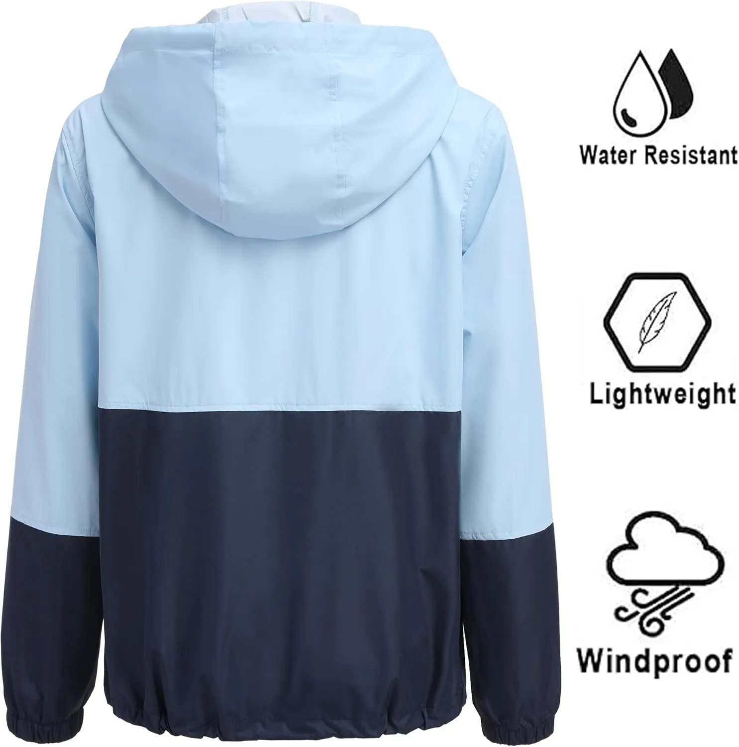 SoTeer Women's Waterproof Raincoat Outdoor Hooded Rain Jacket Windbreaker S-XXXL
