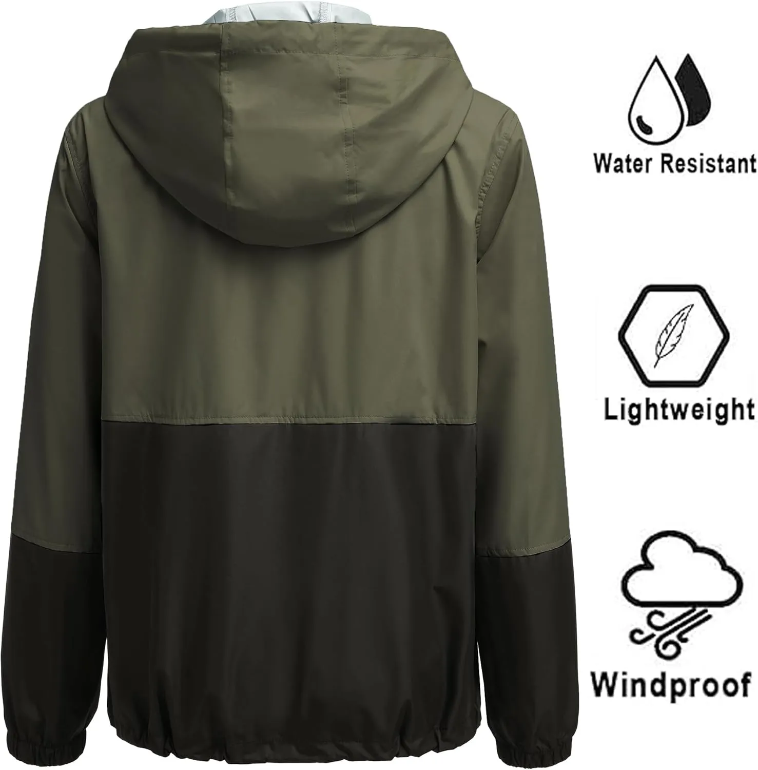 SoTeer Women's Waterproof Raincoat Outdoor Hooded Rain Jacket Windbreaker S-XXXL