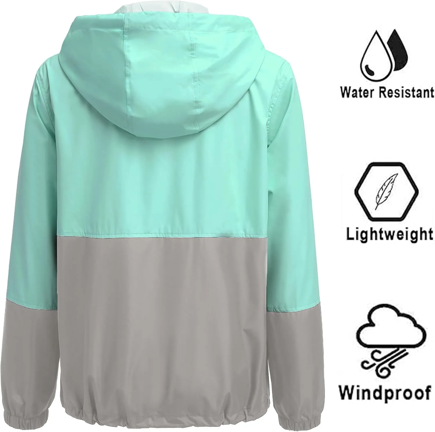 SoTeer Women's Waterproof Raincoat Outdoor Hooded Rain Jacket Windbreaker S-XXXL