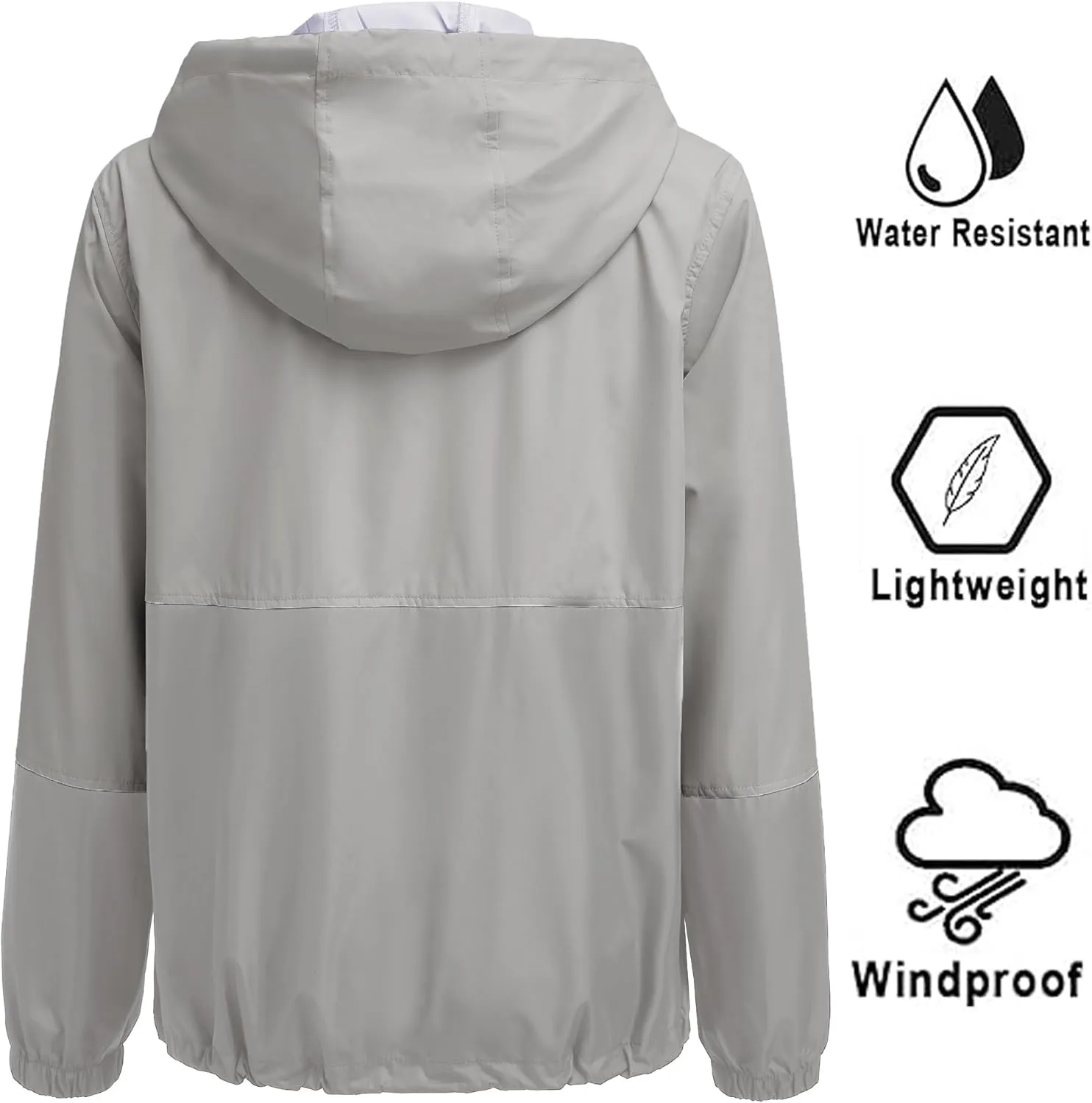 SoTeer Women's Waterproof Raincoat Outdoor Hooded Rain Jacket Windbreaker S-XXXL