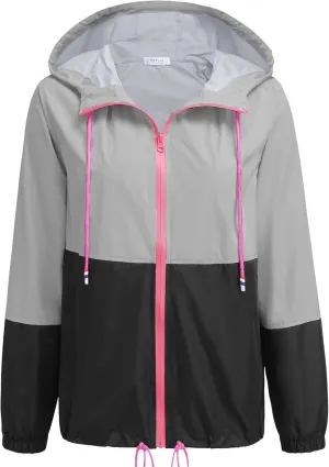 SoTeer Women's Waterproof Raincoat Outdoor Hooded Rain Jacket Windbreaker S-XXXL