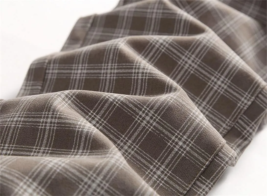 Stylish Casual Pants for Men's Plaid Dress Pants Chinos Slim Fit Stretch Pants for Business Casual