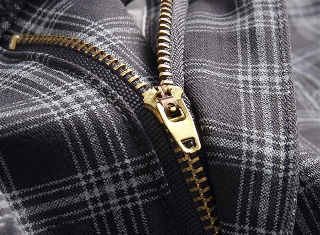 Stylish Casual Pants for Men's Plaid Dress Pants Chinos Slim Fit Stretch Pants for Business Casual