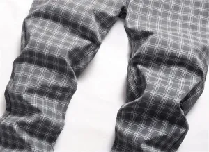 Stylish Casual Pants for Men's Plaid Dress Pants Chinos Slim Fit Stretch Pants for Business Casual