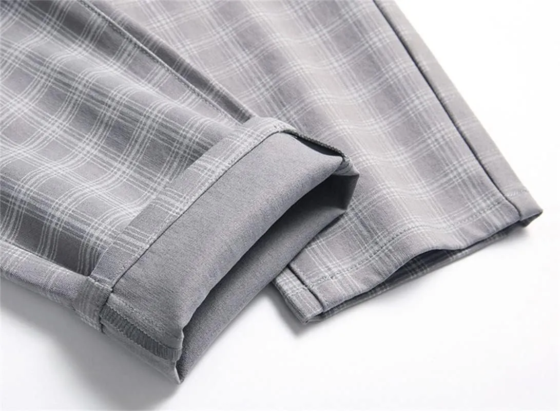 Stylish Casual Pants for Men's Plaid Dress Pants Chinos Slim Fit Stretch Pants for Business Casual