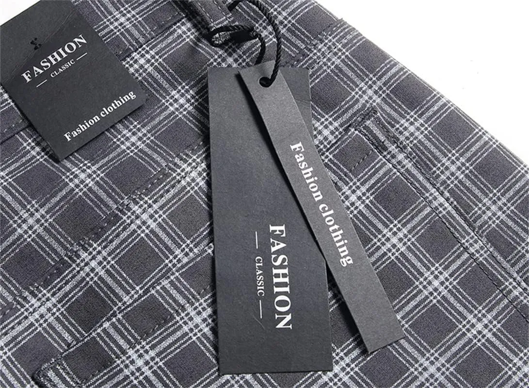 Stylish Casual Pants for Men's Plaid Dress Pants Chinos Slim Fit Stretch Pants for Business Casual