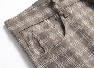 Stylish Casual Pants for Men's Plaid Dress Pants Chinos Slim Fit Stretch Pants for Business Casual