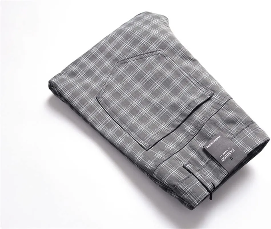 Stylish Casual Pants for Men's Plaid Dress Pants Chinos Slim Fit Stretch Pants for Business Casual