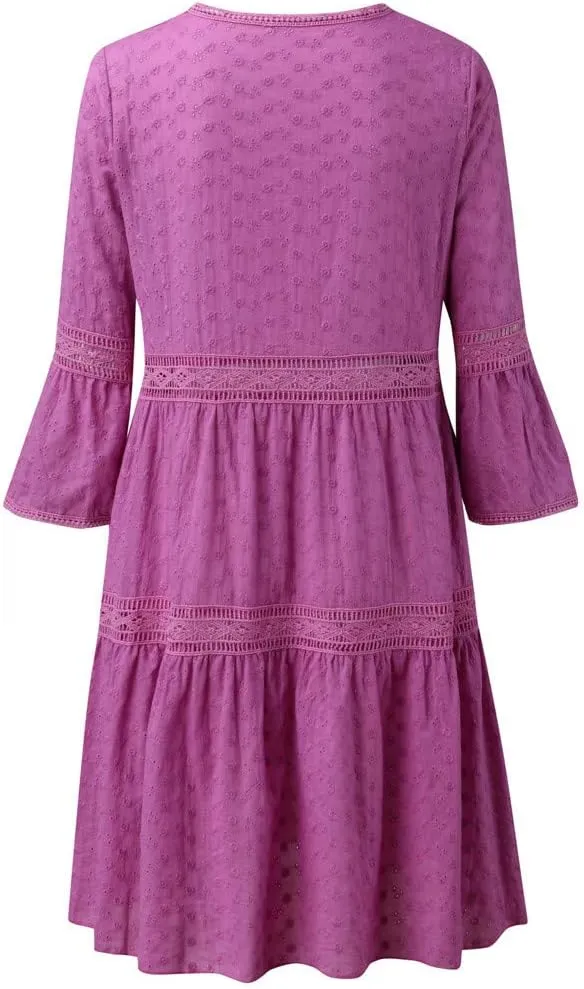 Summer Dresses Casual Going Out able Basic Vacation Dresses 2025 Loose Simple Short Sleeve Crewneck Midi Dresses