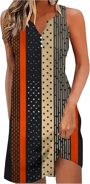 Summer Dresses for Women 2025 Beach Vacation Boho Floral Tunic Dress Sexy v Neck Sleeveless Mini Tank Sundress