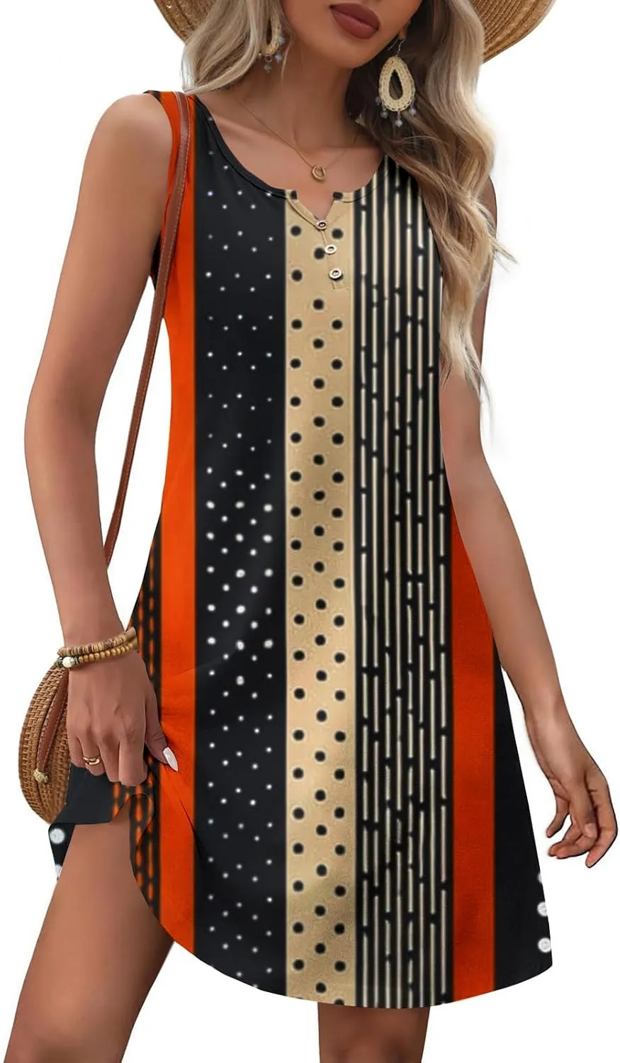 Summer Dresses for Women 2025 Beach Vacation Boho Floral Tunic Dress Sexy v Neck Sleeveless Mini Tank Sundress
