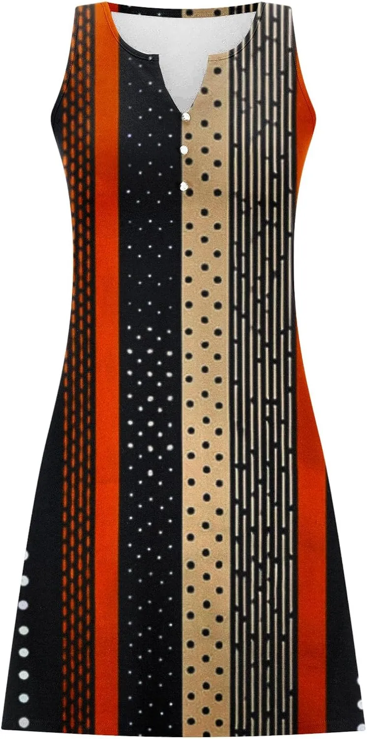 Summer Dresses for Women 2025 Beach Vacation Boho Floral Tunic Dress Sexy v Neck Sleeveless Mini Tank Sundress