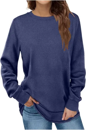 Sweatshirt For Women Casual Long Sleeve Crew Neck Tunic Shirts Casual Soft Pullover Tops Fall Clothes 2023