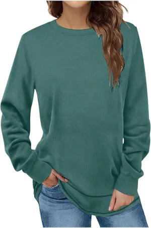 Sweatshirt For Women Casual Long Sleeve Crew Neck Tunic Shirts Casual Soft Pullover Tops Fall Clothes 2023