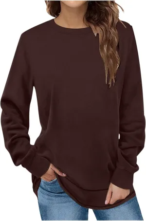 Sweatshirt For Women Casual Long Sleeve Crew Neck Tunic Shirts Casual Soft Pullover Tops Fall Clothes 2023