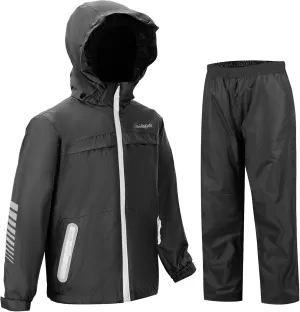 SWISSWELL Kids Rain Gear Boys Girls Youth Waterproof Rain Suit Breathable Reflective Raincoat and Pants