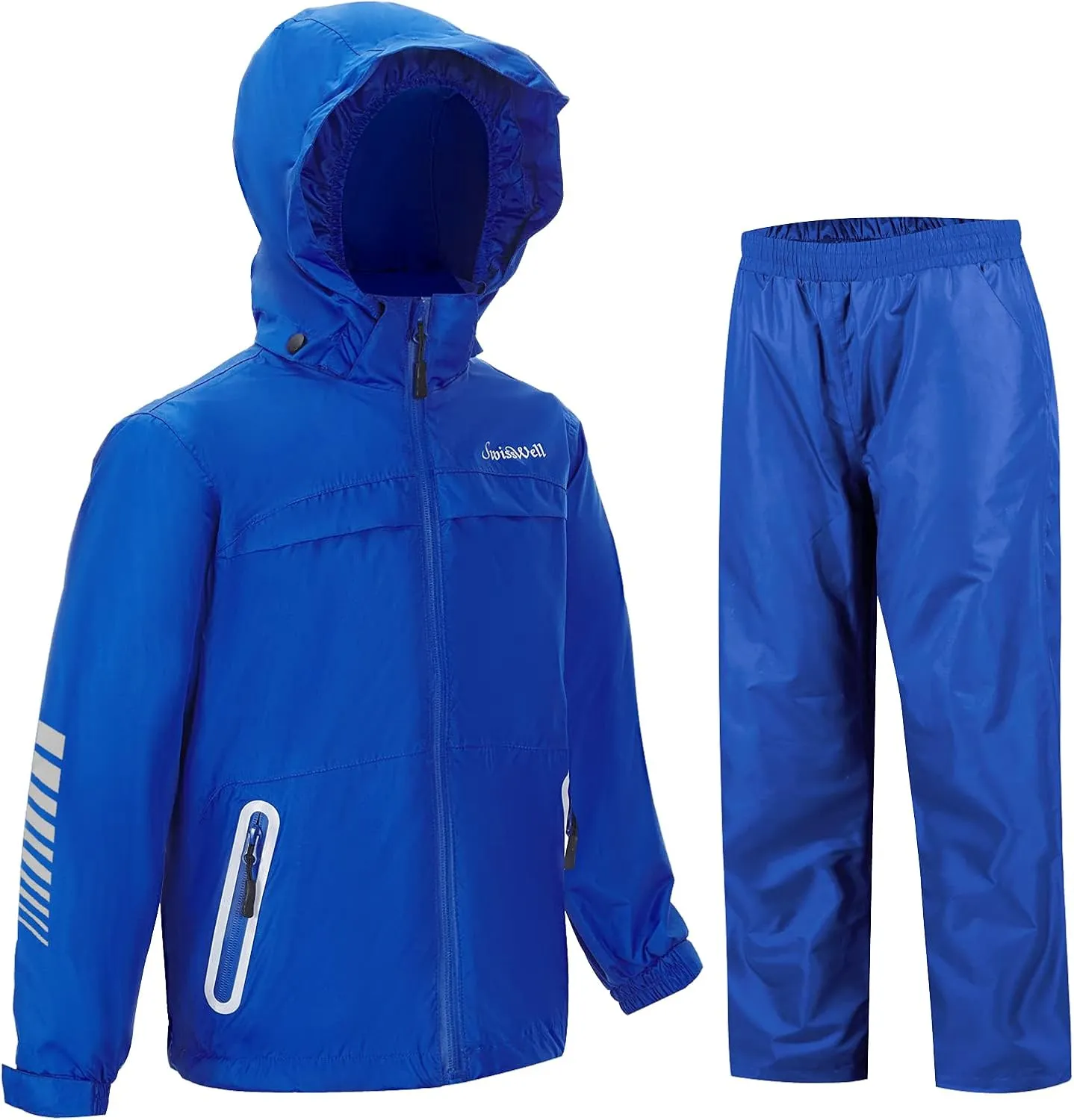 SWISSWELL Kids Rain Gear Boys Girls Youth Waterproof Rain Suit Breathable Reflective Raincoat and Pants