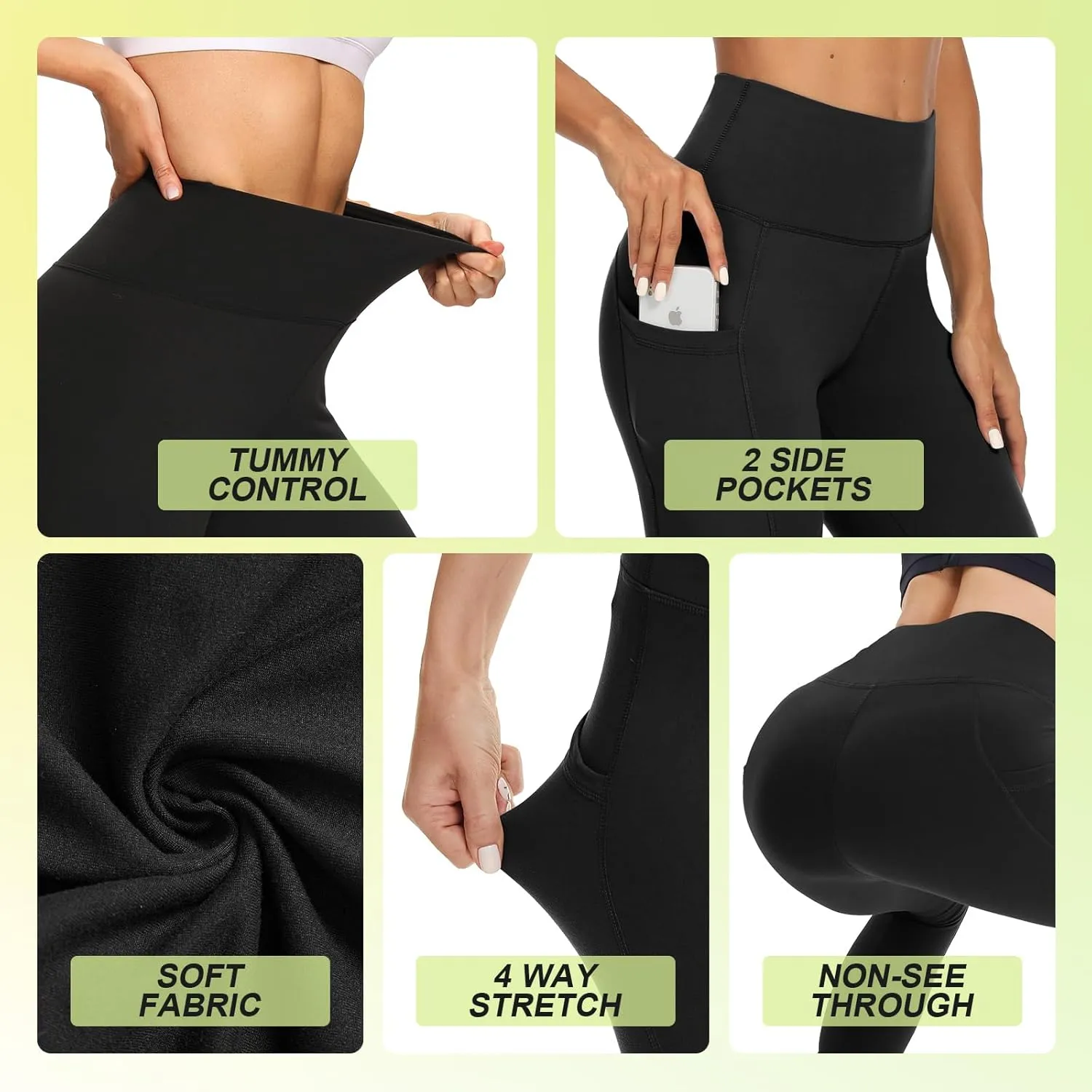 Syrinx 7 Pack Leggings for Women - High Waisted Tummy Control Soft Yoga Pants for Workout Running