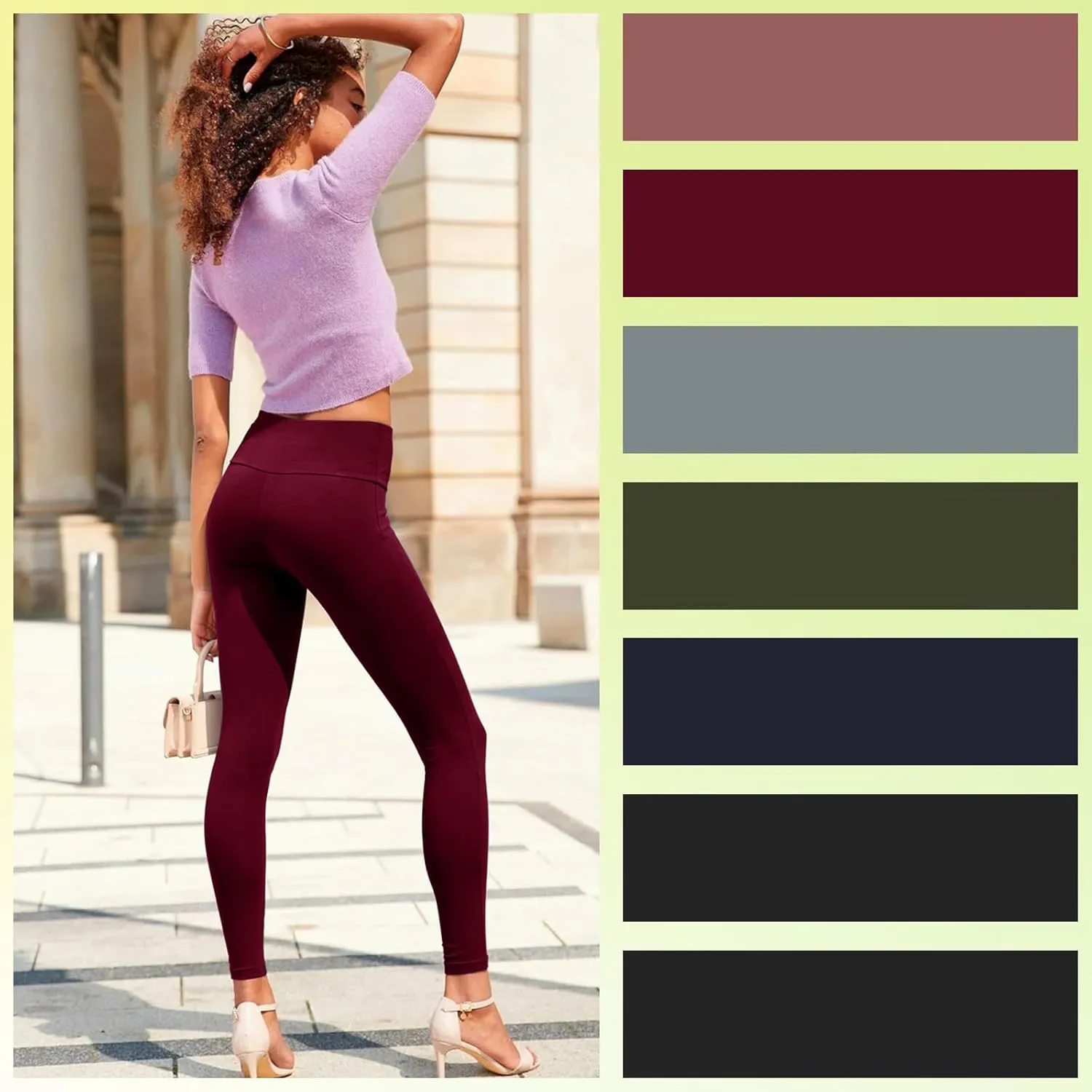 Syrinx 7 Pack Leggings for Women - High Waisted Tummy Control Soft Yoga Pants for Workout Running