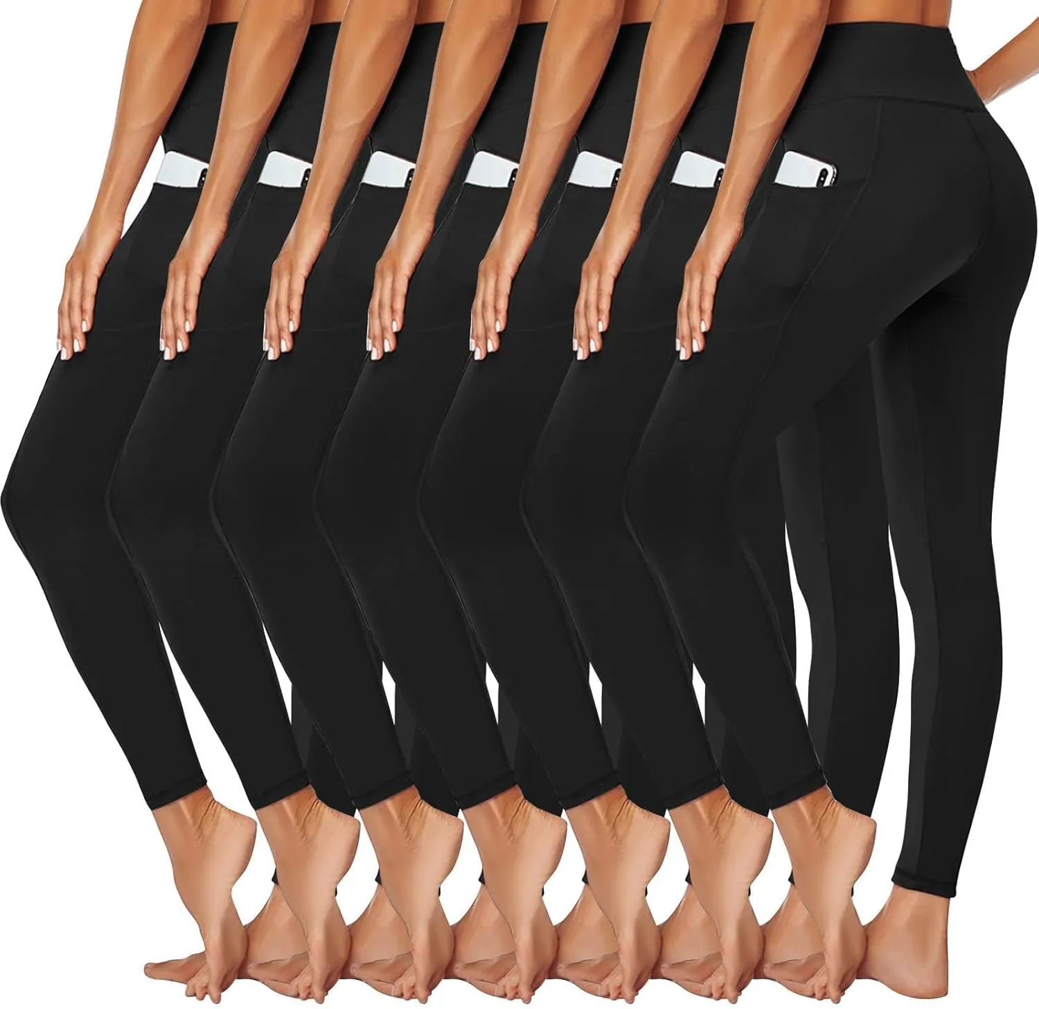 Syrinx 7 Pack Leggings for Women - High Waisted Tummy Control Soft Yoga Pants for Workout Running