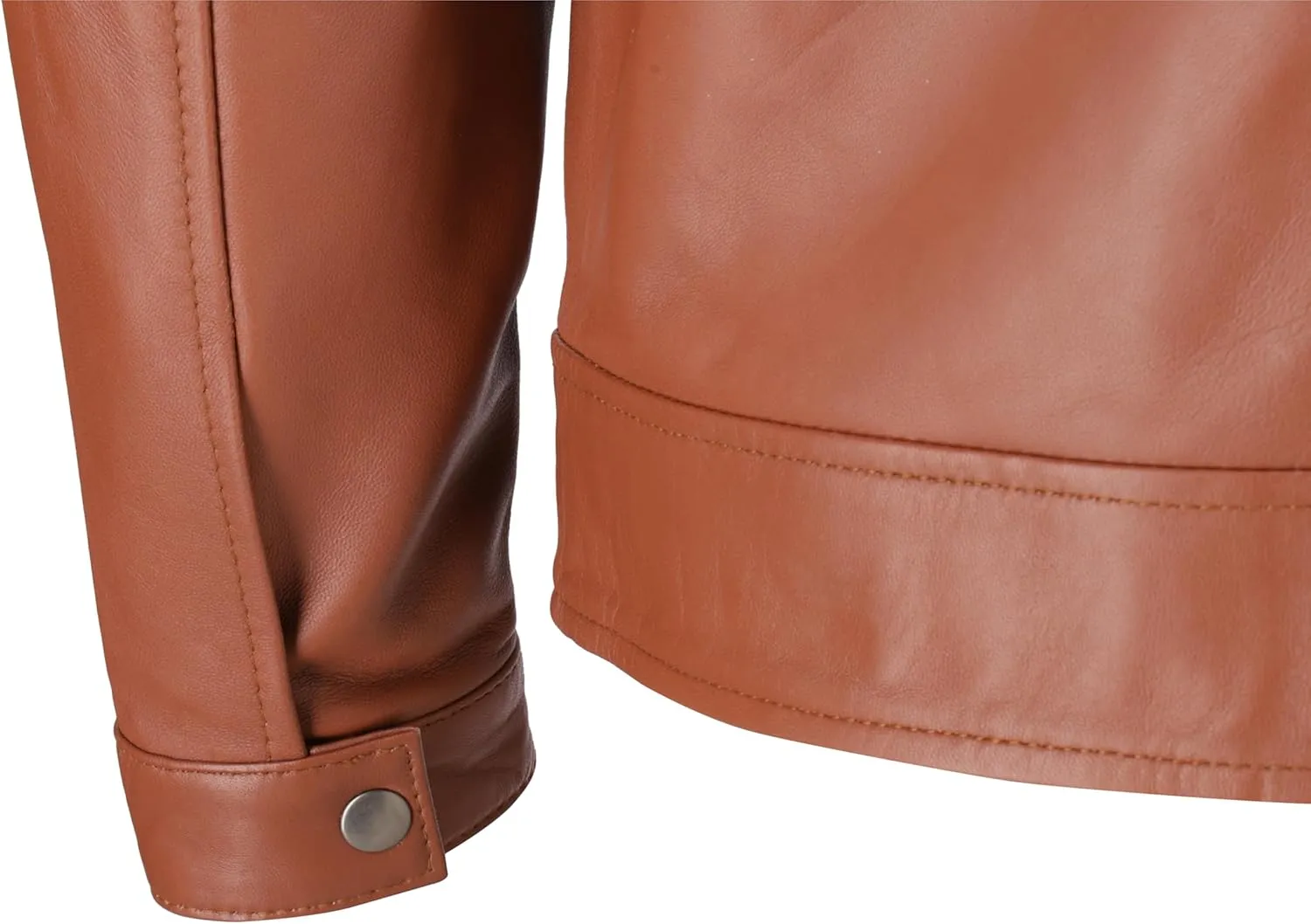 TLC Genuine Soft polo collar Leather Jacket Men, Real Lambskin Brown Tan leather jacket in a Classic Vintage Style