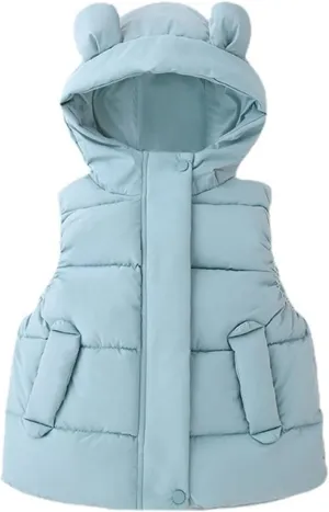 Toddler Boys Girls Winter Down Coat Soft Cotton Padded Jacket Cute Bear Ears Thick Hooded Jacket