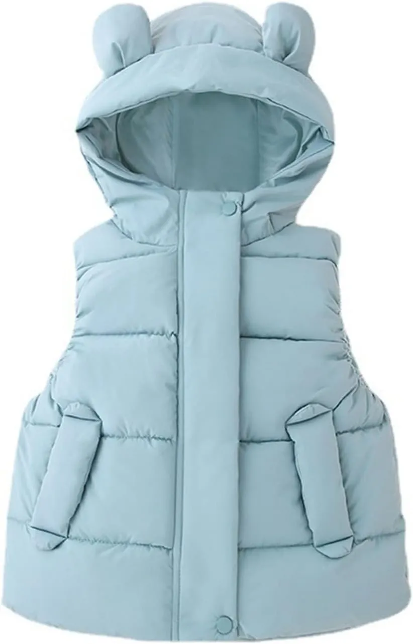 Toddler Boys Girls Winter Down Coat Soft Cotton Padded Jacket Cute Bear Ears Thick Hooded Jacket