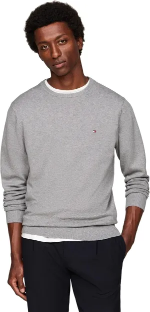 Tommy Hilfiger Men's Cotton Solid Crewneck Sweater Lightweight Pullover, Also Available in Big & Tall