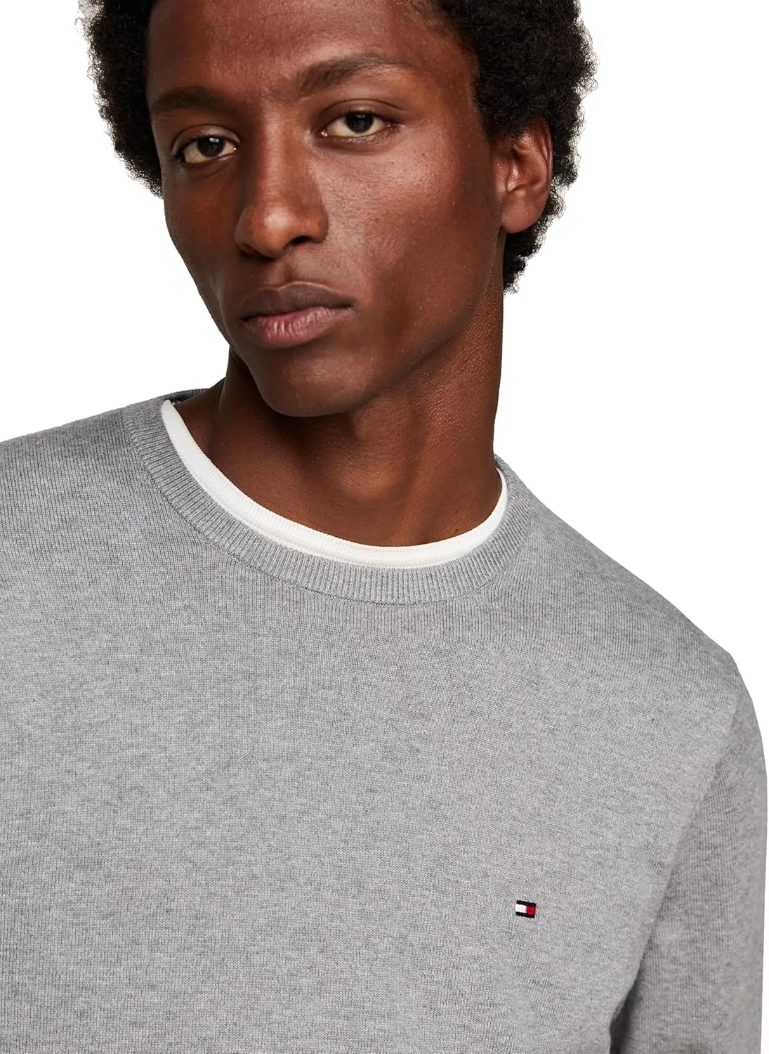 Tommy Hilfiger Men's Cotton Solid Crewneck Sweater Lightweight Pullover, Also Available in Big & Tall