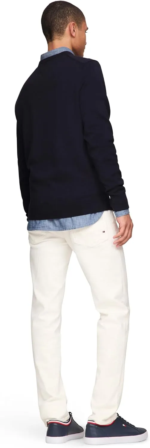 Tommy Hilfiger Men's Cotton Solid Crewneck Sweater Lightweight Pullover, Also Available in Big & Tall