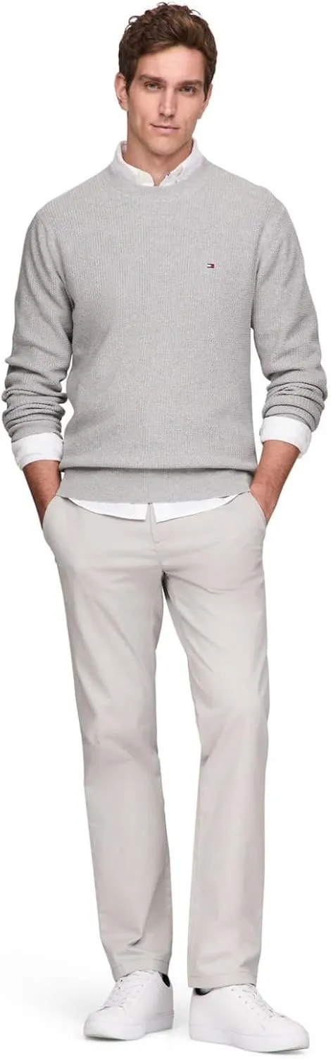 Tommy Hilfiger Men's Waffle Knit Crewneck Sweater Lightweight Pullover, Also Available in Big & Tall
