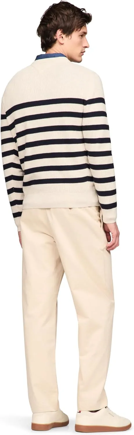 Tommy Hilfiger Men's Waffle Knit Crewneck Sweater Lightweight Pullover, Also Available in Big & Tall