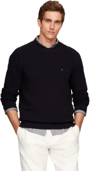 Tommy Hilfiger Men's Waffle Knit Crewneck Sweater Lightweight Pullover, Also Available in Big & Tall