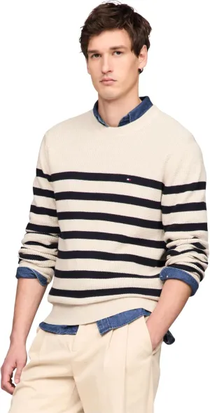 Tommy Hilfiger Men's Waffle Knit Crewneck Sweater Lightweight Pullover, Also Available in Big & Tall