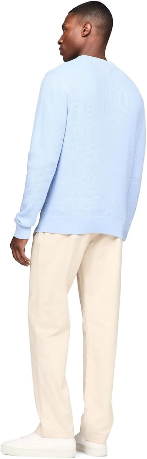 Tommy Hilfiger Men's Waffle Knit Crewneck Sweater Lightweight Pullover, Also Available in Big & Tall