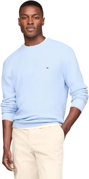 Tommy Hilfiger Men's Waffle Knit Crewneck Sweater Lightweight Pullover, Also Available in Big & Tall