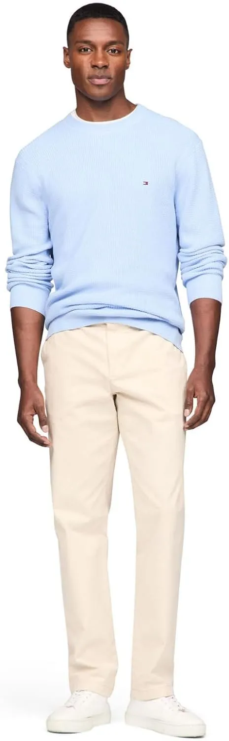 Tommy Hilfiger Men's Waffle Knit Crewneck Sweater Lightweight Pullover, Also Available in Big & Tall