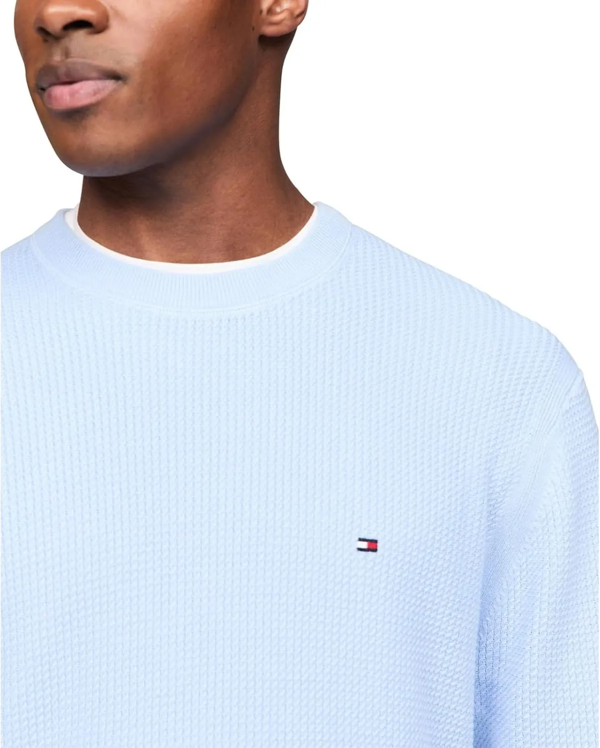 Tommy Hilfiger Men's Waffle Knit Crewneck Sweater Lightweight Pullover, Also Available in Big & Tall