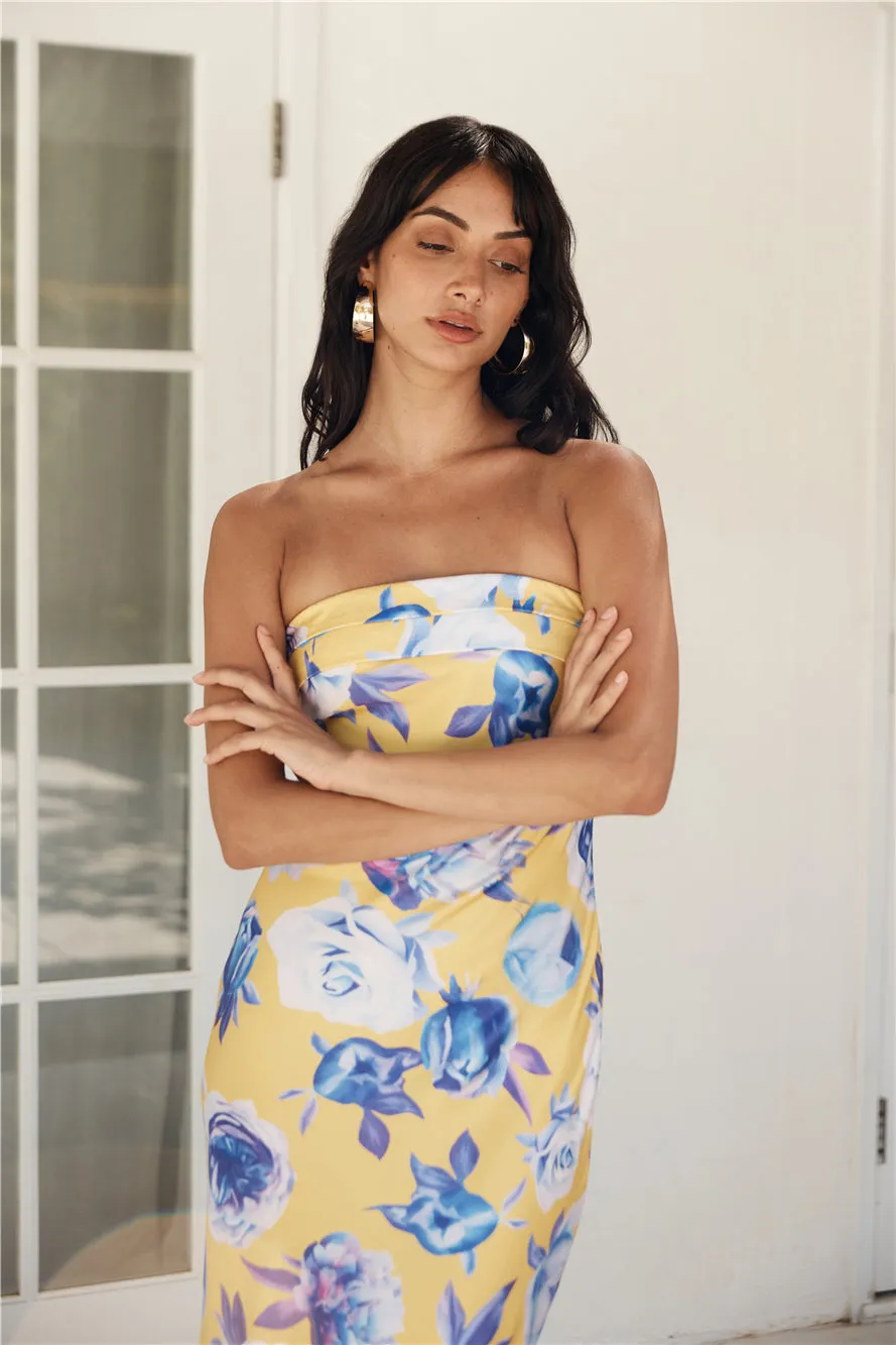 True Royalty Strapless Maxi Dress Yellow