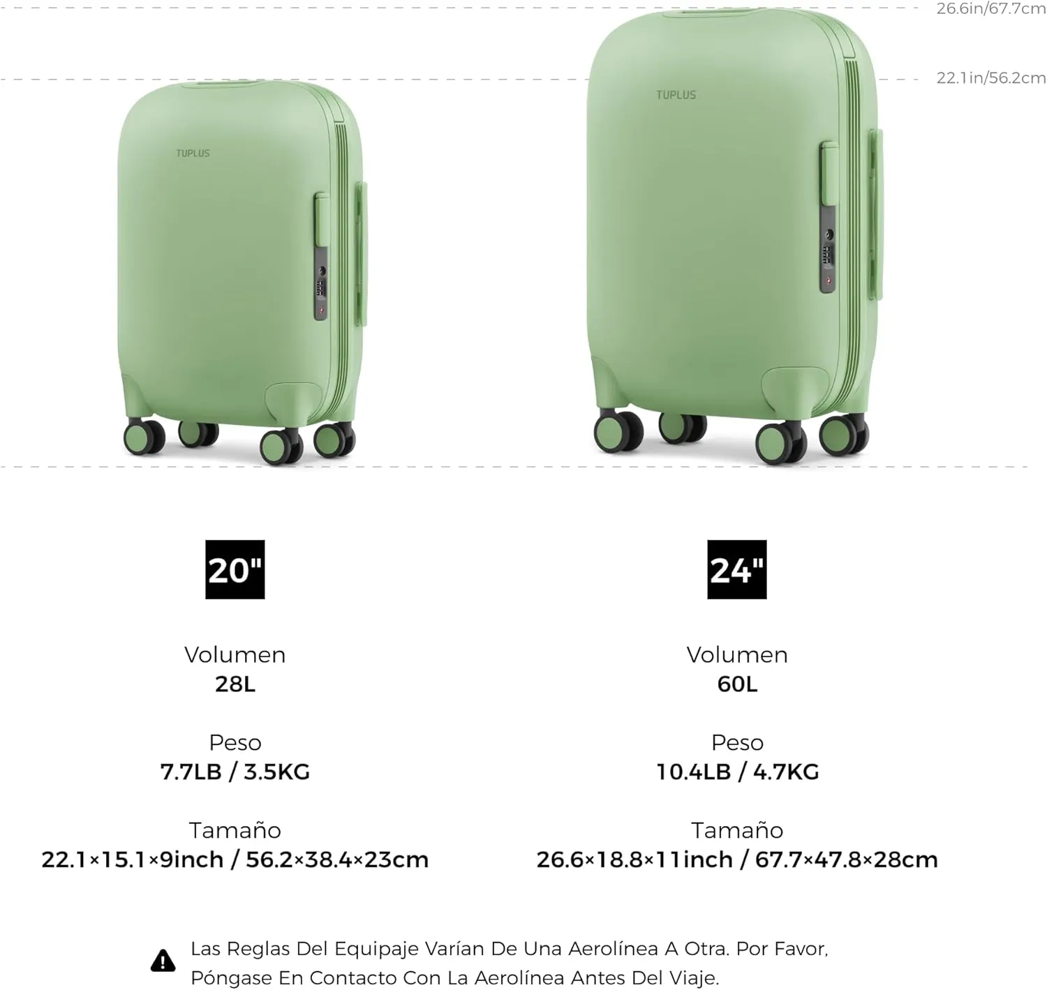 TUPLUS Suitcase ABS Hard Shell Luggage Hold Check in Travel Case with 4 Spinner Wheels,TIME CAPSULE COLLECTION