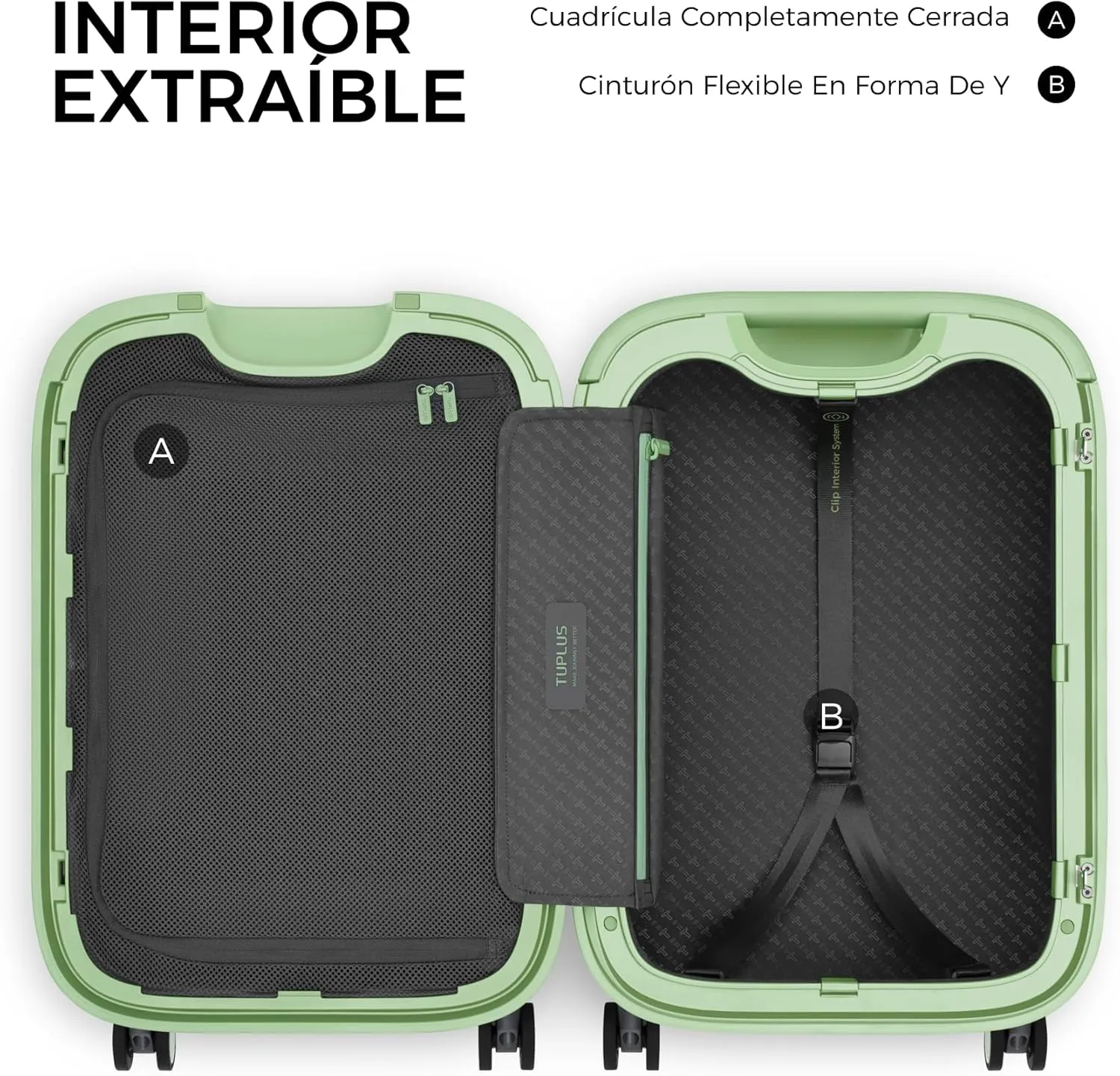 TUPLUS Suitcase ABS Hard Shell Luggage Hold Check in Travel Case with 4 Spinner Wheels,TIME CAPSULE COLLECTION