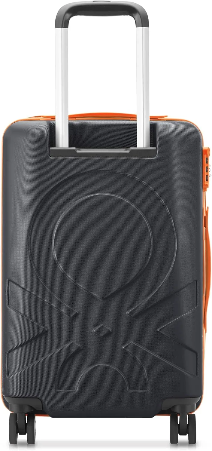 United Colors of Benetton Fabrica Hardside Luggage with Spinner Wheels, Black, Carry-On 19 Inch
