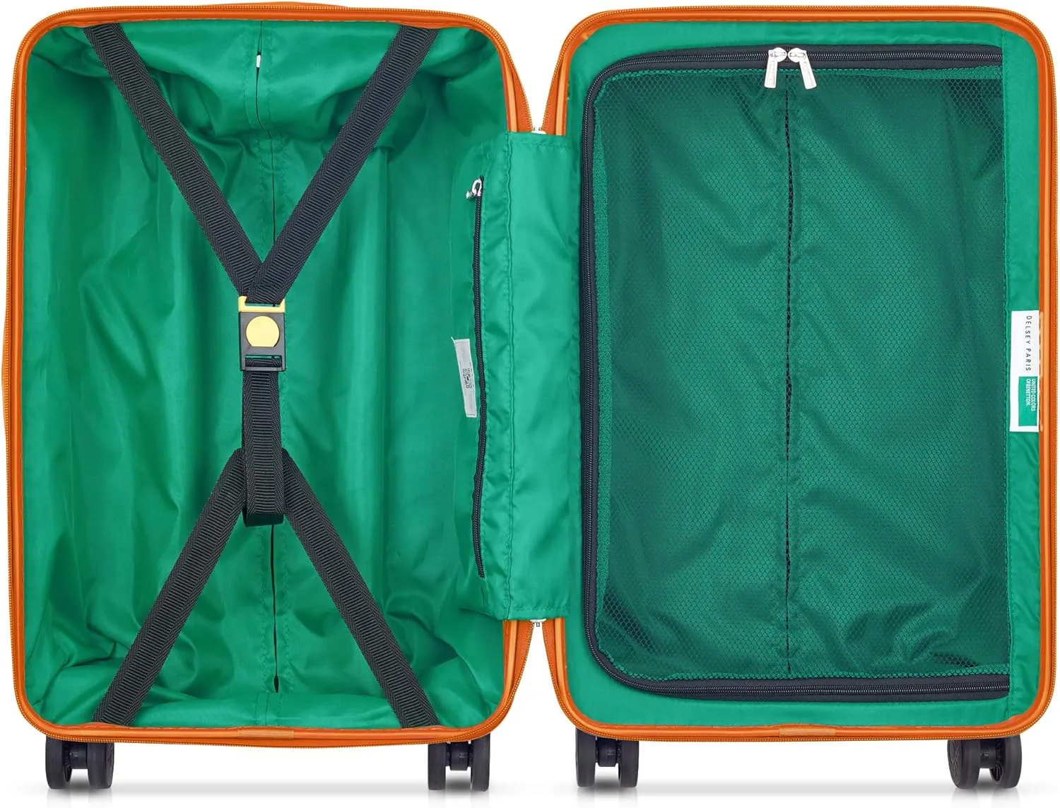 United Colors of Benetton Fabrica Hardside Luggage with Spinner Wheels, Black, Carry-On 19 Inch